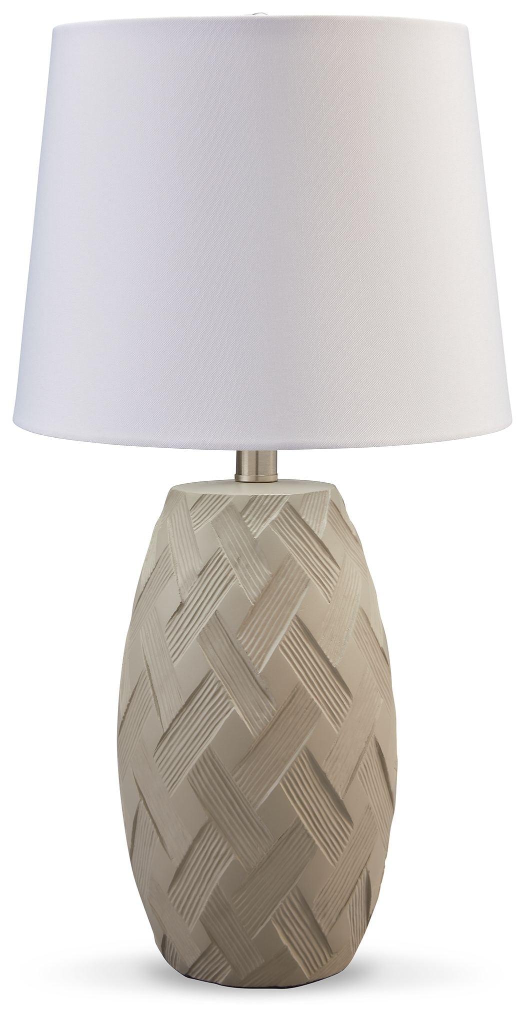 Tamner - Taupe - Poly Table Lamp (Set of 2) Tony's Home Furnishings Furniture. Beds. Dressers. Sofas.