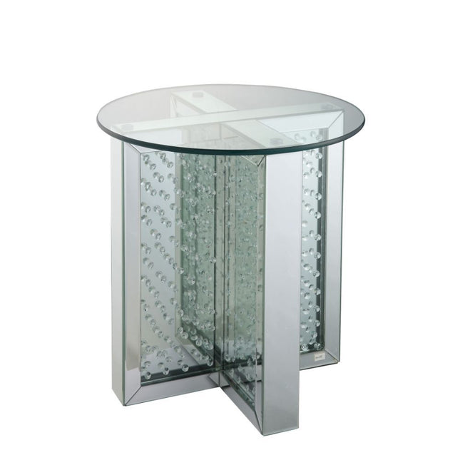 Nysa - End Table - Mirrored & Faux Crystals - 23" - Tony's Home Furnishings