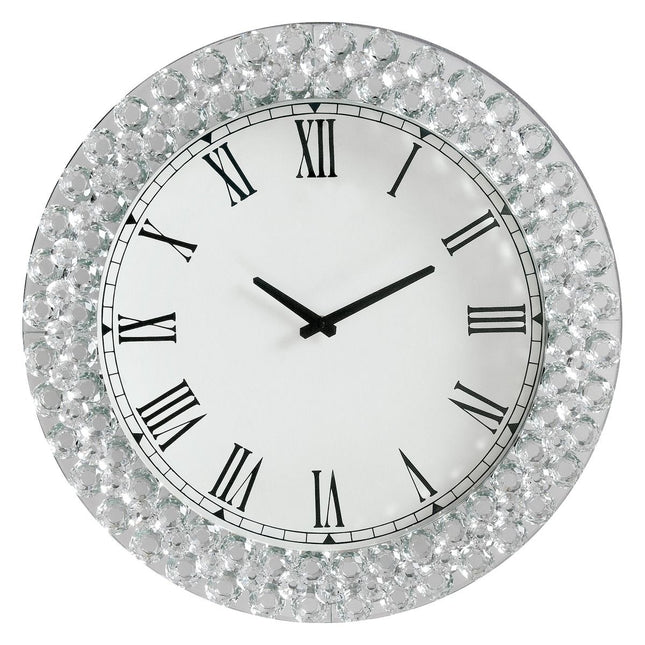 Lantana - Wall Clock - Mirrored & Faux Crystals - Tony's Home Furnishings