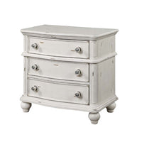Thumbnail for Jaqueline - Nightstand - Light Gray Linen & Antique White Finish - Tony's Home Furnishings