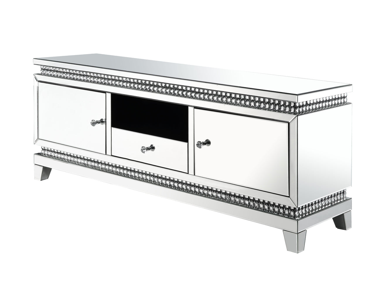 Lotus - TV Stand - Mirrored & Faux Crystals - Tony's Home Furnishings