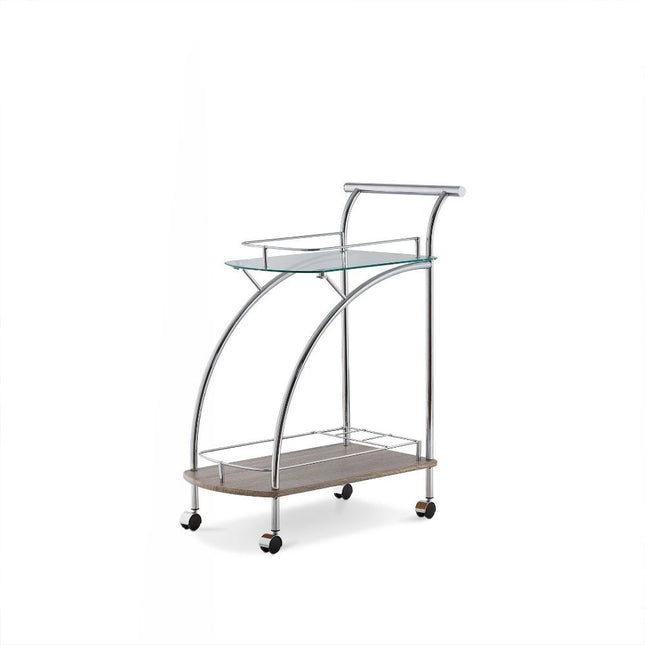 Badin - Serving Cart - Chrome & Clear Glass - Tony's Home Furnishings