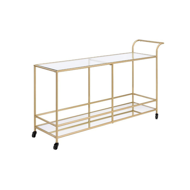 Kenda - Serving Cart - Clear Glass, Mirrored & Gold - Tony's Home Furnishings