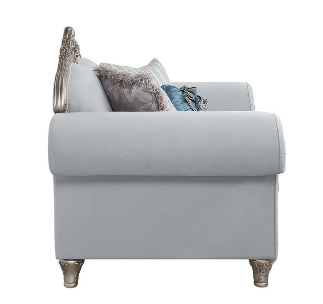 Pelumi - Chair - Light Gray Linen & Platinum - Finish - Tony's Home Furnishings