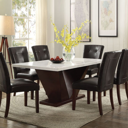 Forbes - Dining Table - White Marble & Walnut - Tony's Home Furnishings