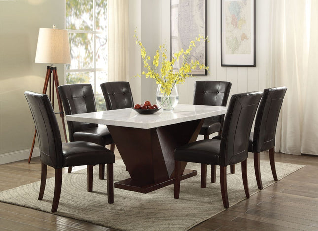 Forbes - Dining Table - White Marble & Walnut - Tony's Home Furnishings