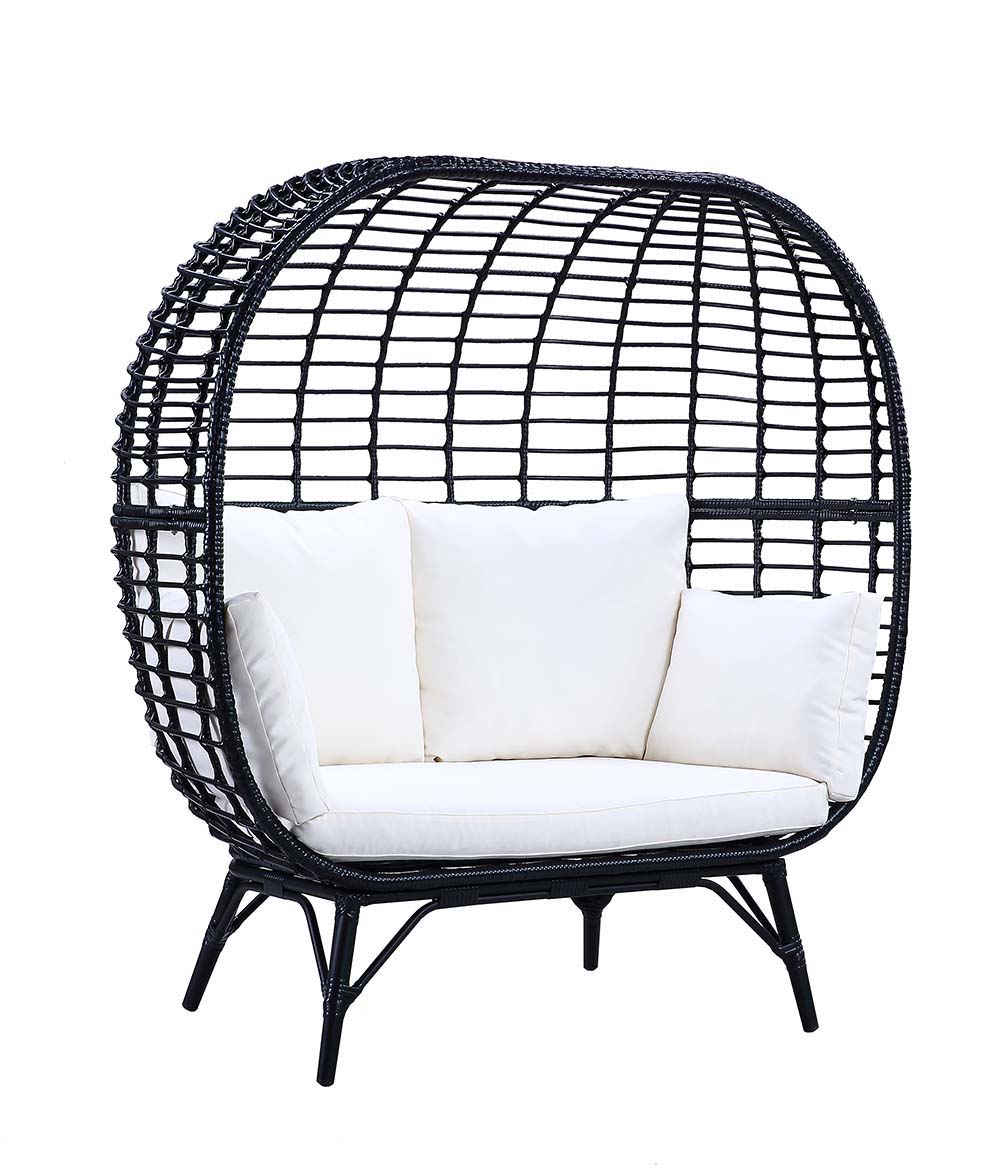Penelope - Patio Lounge Chair - Cream Fabric & Black Finish - Tony's Home Furnishings