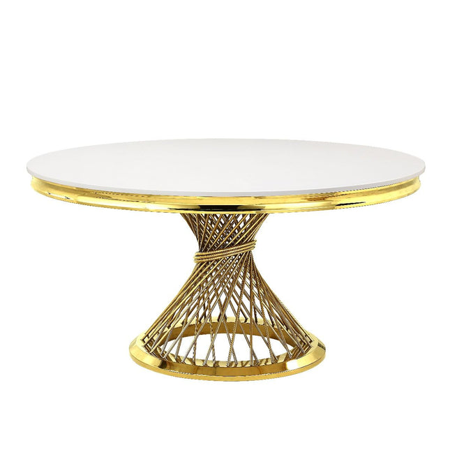 Fallon - Dining Table - Faux Marble Top & Mirrored Gold Finish - Tony's Home Furnishings