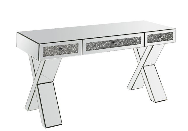 Noralie - Writing Desk - Clear Glass, Mirrored & Faux Diamonds - 32" - Tony's Home Furnishings