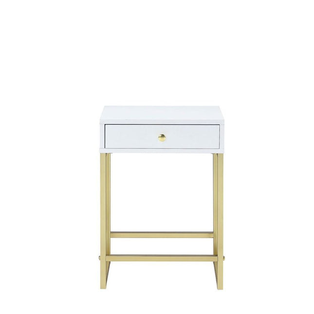 Coleen - Accent Table - White & Brass - Tony's Home Furnishings