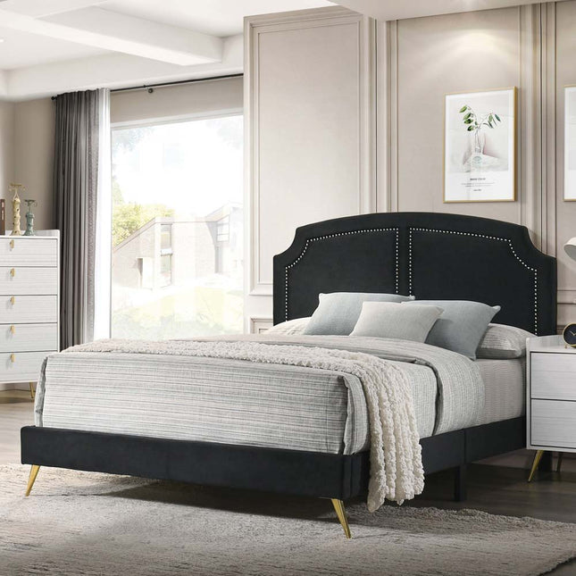 Zeena - Full Bed - Black Velvet - Tony's Home Furnishings