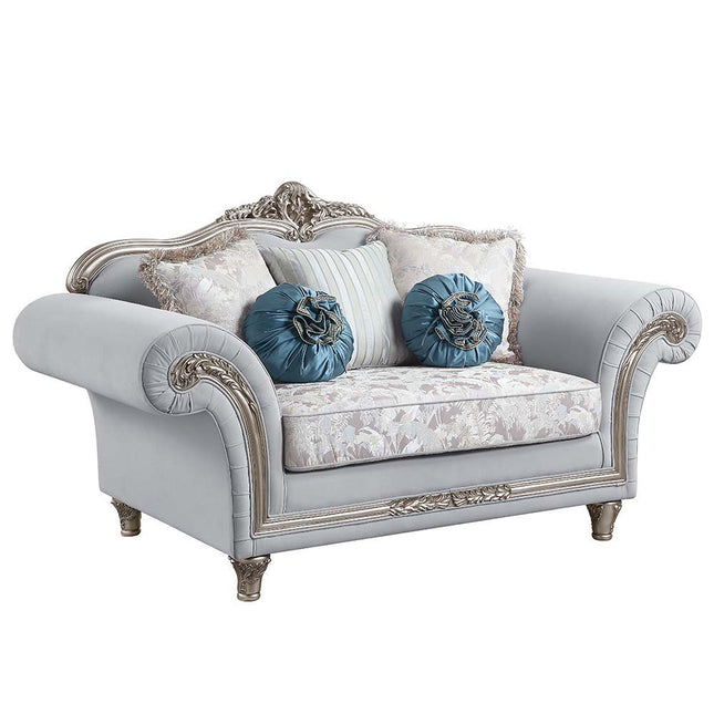 Pelumi - Loveseat - Light Gray Linen & Platinum - Finish - Tony's Home Furnishings