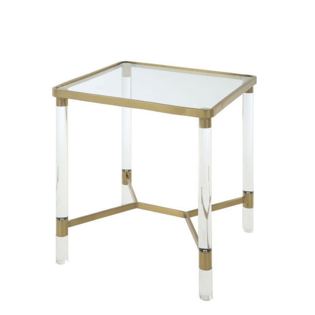 Penstemon - End Table - Clear Acrylic, Gold Stainless Steel & Clear Glass - Tony's Home Furnishings