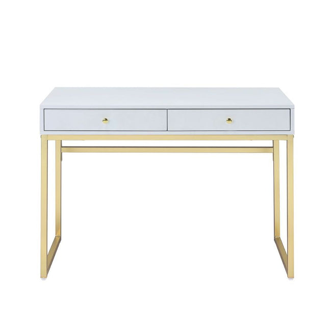 Coleen - Desk - White & Brass - Tony's Home Furnishings