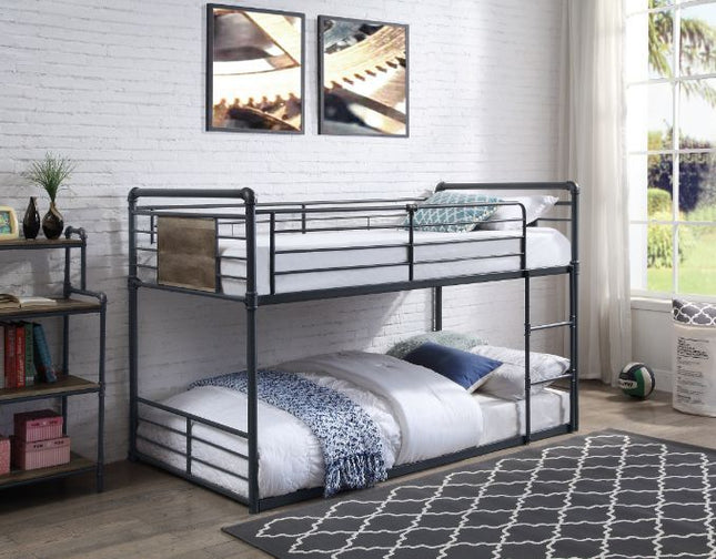 Cordelia - Twin Over Twin Bunk Bed - Antique Oak, Sandy Black & Dark Bronze Hand-Brushed Finish - Tony's Home Furnishings