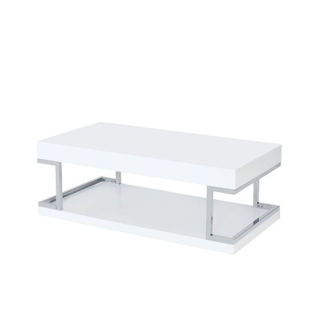 Aspers Coffee Table - White High Gloss & Chrome - Tony's Home Furnishings