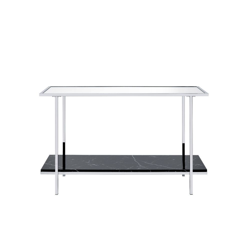 Angwin - Accent Table - Mirrored, Faux Marble & Chrome - Tony's Home Furnishings