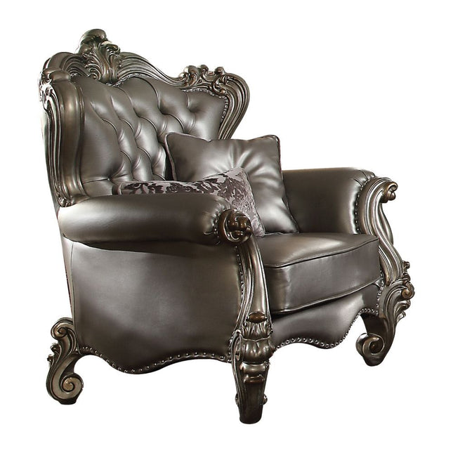 Versailles - Chair - Silver PU & Antique Platinum - Tony's Home Furnishings