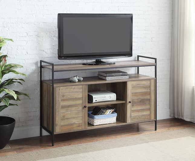 Baina - TV Stand - Rustic Oak & Black Finish - Tony's Home Furnishings