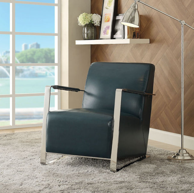 Rafael - Accent Chair - Teal PU & Stainless Steel - Tony's Home Furnishings