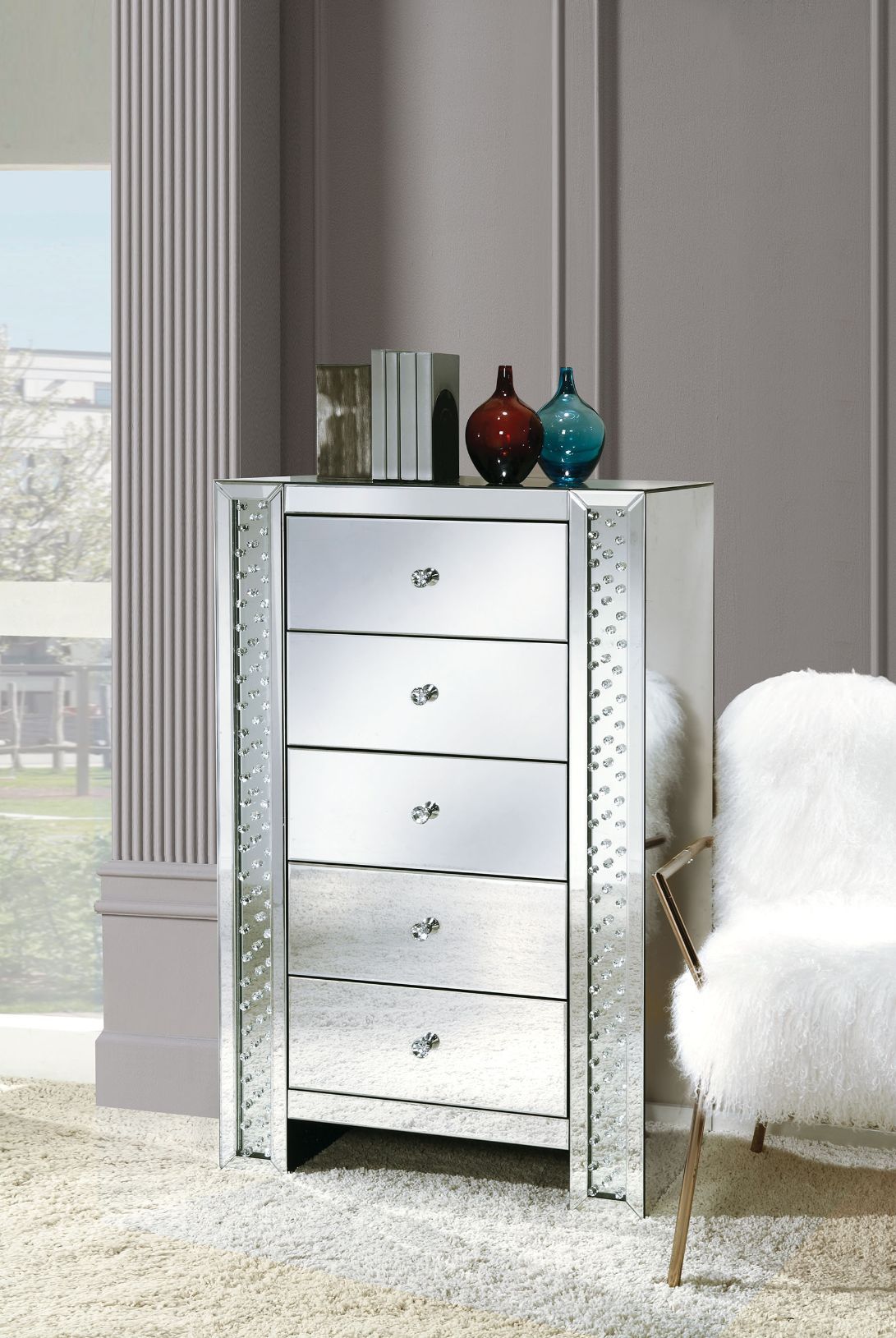 Nysa - Chest - Mirrored & Faux Crystals - Tony's Home Furnishings