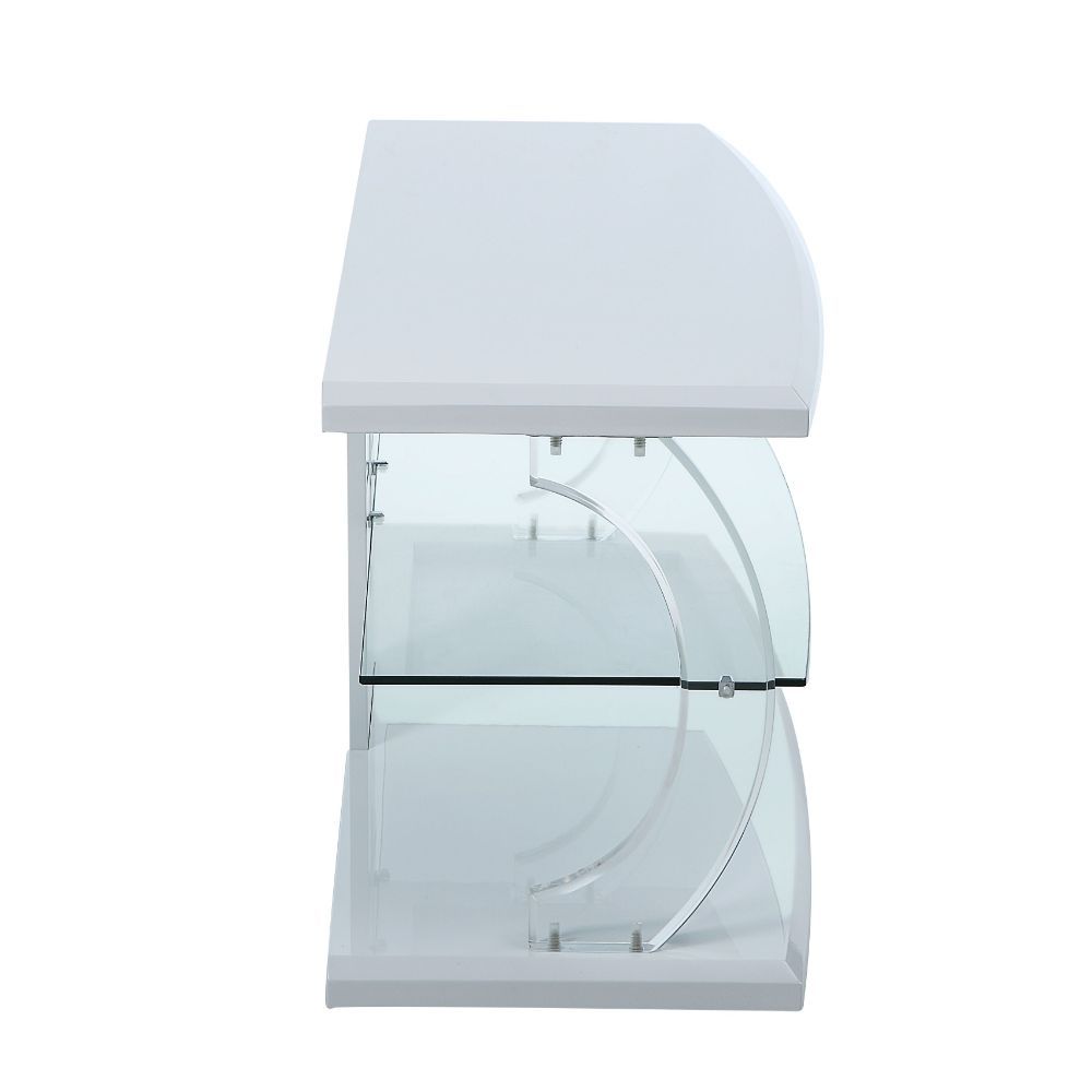Aileen - TV Stand - White & Clear Glass - Tony's Home Furnishings