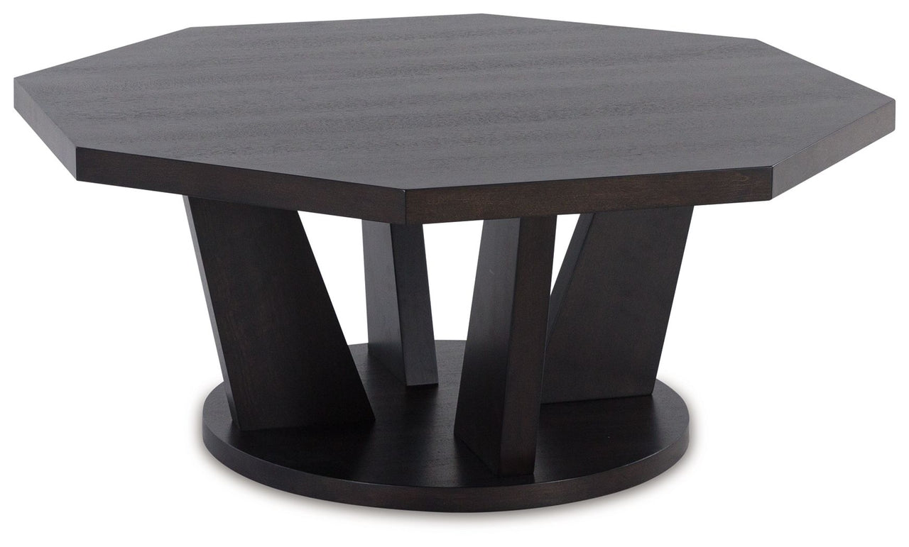 Chasinfield - Dark Brown - Octagon Coffee Table Tony's Home Furnishings Furniture. Beds. Dressers. Sofas.