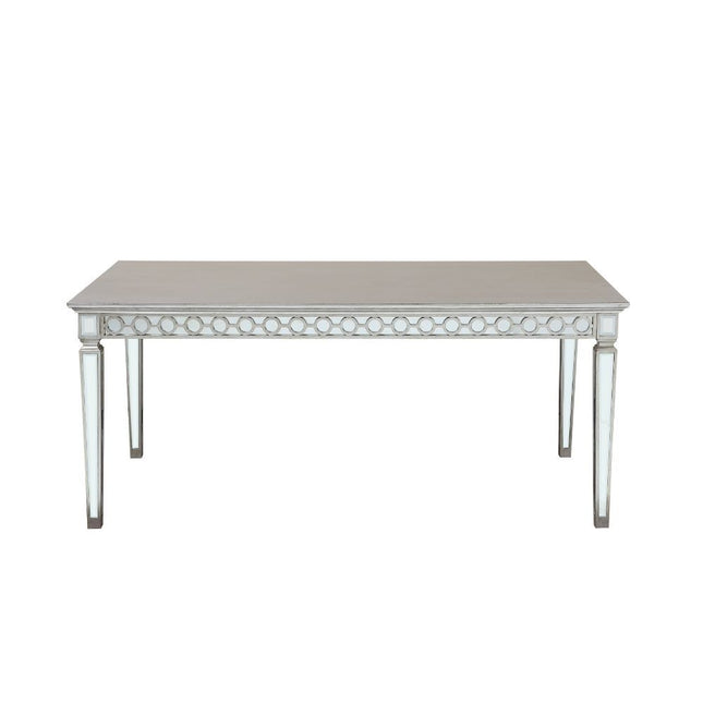 Varian - Dining Table - Mirrored & Antique Platinum - 30" - Tony's Home Furnishings