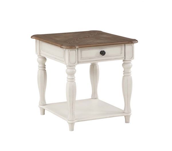 Florian - End Table - Oak & Antique White Finish - Tony's Home Furnishings