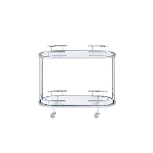 Piffo - Serving Cart - Clear Glass & Chrome Finish - Tony's Home Furnishings