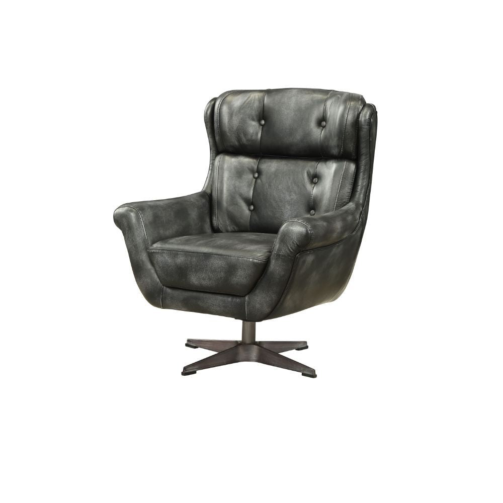 Asotin - Accent Chair - Vintage Black Top Grain Leather - Tony's Home Furnishings
