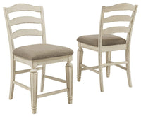 Thumbnail for Realyn - Chipped White - Upholstered Barstool (Set of 2) Tony's Home Furnishings Furniture. Beds. Dressers. Sofas.
