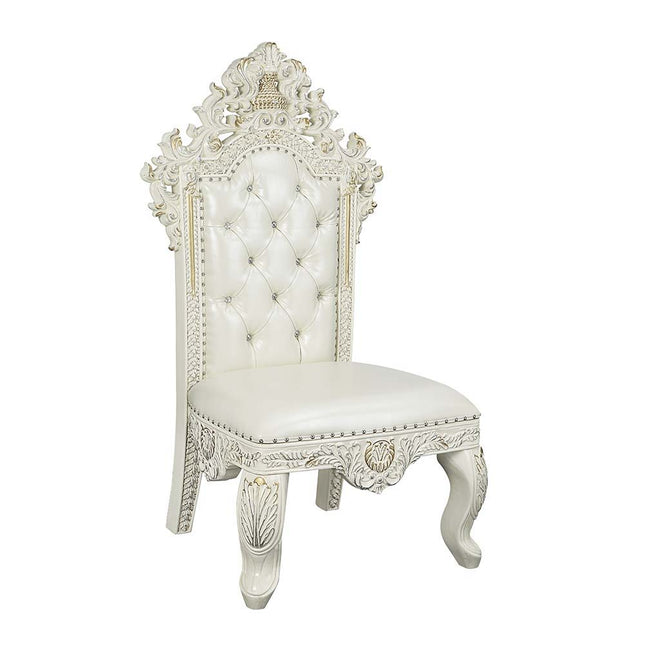 Adara - Side Chair (Set of 2) - White PU & Antique White Finish - Tony's Home Furnishings