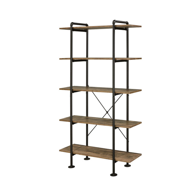 Nefo - Bookshelf - Rustic Oak & Black Finish - Tony's Home Furnishings