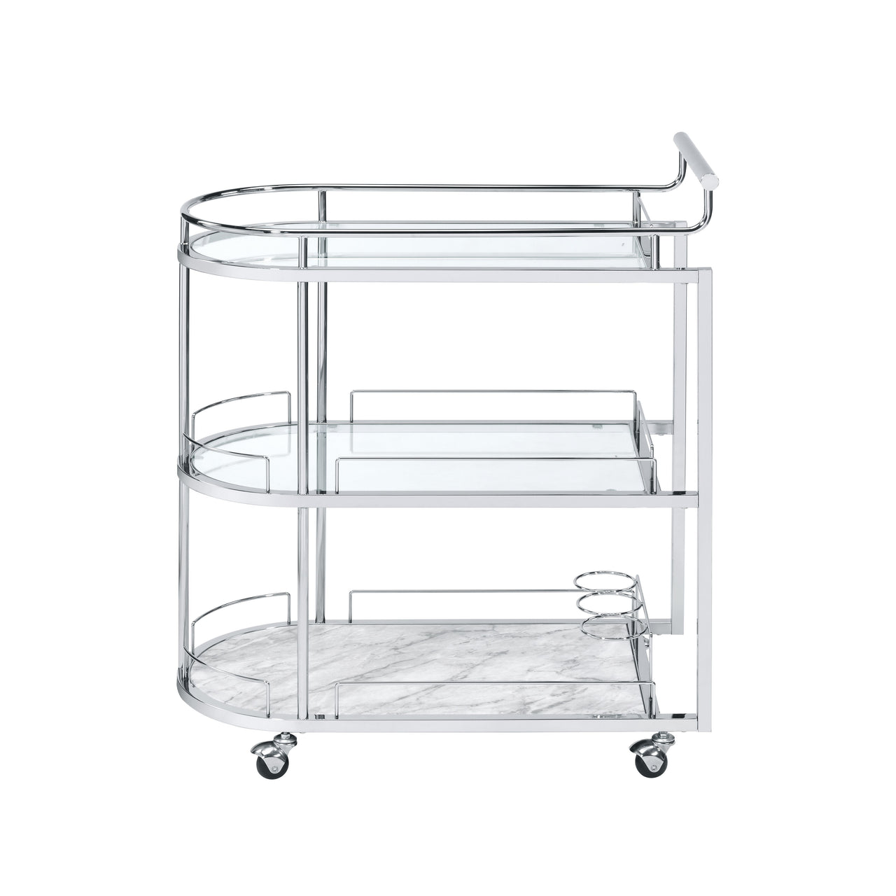 Inyo - Serving Cart - Clear Glass & Chrome Finish - Tony's Home Furnishings