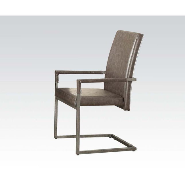 Lazarus - Chair (Set of 2) - Vintage Gray PU & Antique Silver - Tony's Home Furnishings