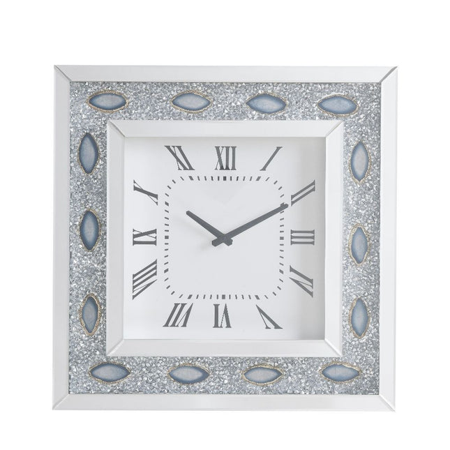 Sonia - Wall Clock - Mirrored & Faux Agate - Tony's Home Furnishings