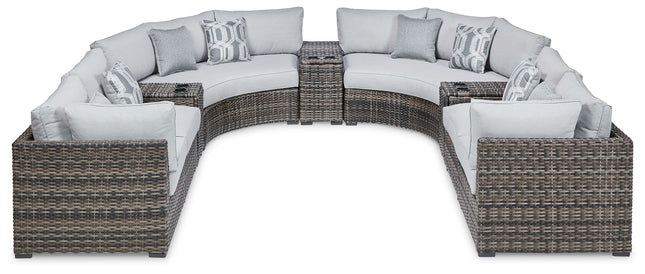 Harbor Court - Gray - 9-Piece Outdoor Sectional Signature Design by Ashley® 