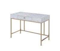Thumbnail for Piety - Vanity Desk - Silver PU & Champagne Finish - Tony's Home Furnishings