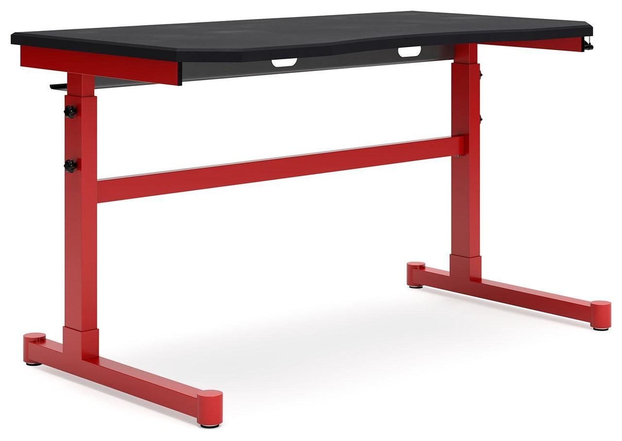 Lynxtyn - Red / Black - Adjustable Height Desk Tony's Home Furnishings Furniture. Beds. Dressers. Sofas.