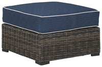 Thumbnail for Grasson - Brown / Blue - Ottoman With Cushion Tony's Home Furnishings Furniture. Beds. Dressers. Sofas.