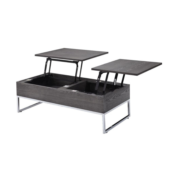 Iban - Coffee Table - Gray Oak & Chrome - Tony's Home Furnishings