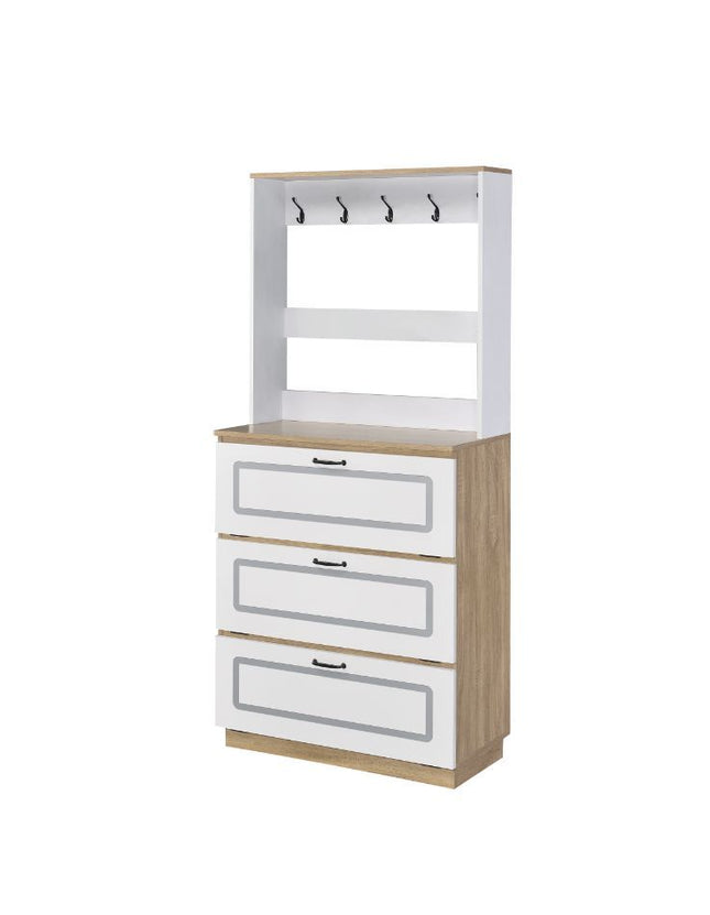 Hewett - Shoe Cabinet - Light Oak & White Finish - Tony's Home Furnishings