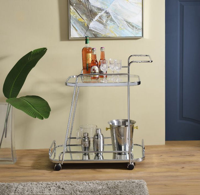 Aegis - Serving Cart - Clear Glass & Chrome Finish - Tony's Home Furnishings