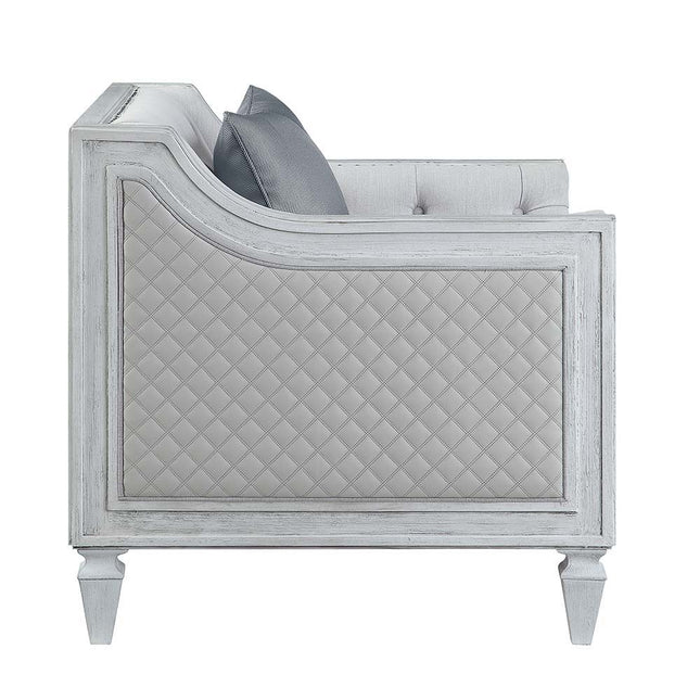 Katia - Chair - Light Gray Linen & Weathered White Finish - Tony's Home Furnishings