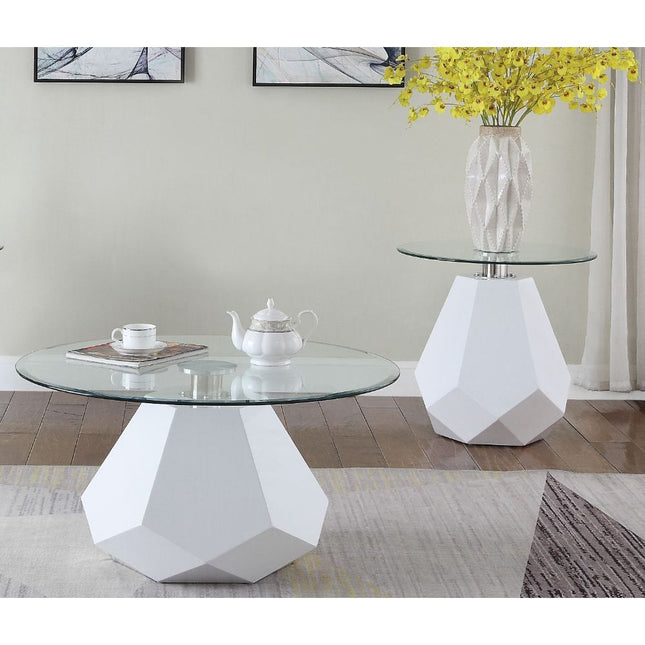 Chara - Coffee Table - White High Gloss & Clear Glass - Tony's Home Furnishings