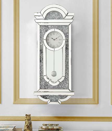 Noralie - Wall Clock - Mirrored & Faux Diamonds - Tony's Home Furnishings