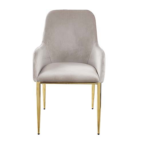 Barnard - Side Chair (Set of 2) - Gray Velvet & Mirrored Gold Finish - Tony's Home Furnishings