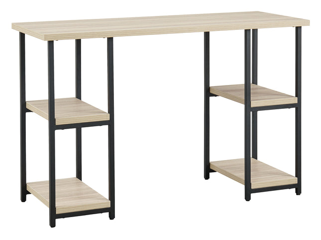 Waylowe - Natural / Black - Home Office Desk - Double-Shelf Pedestal Signature Design by Ashley® Yakima WA