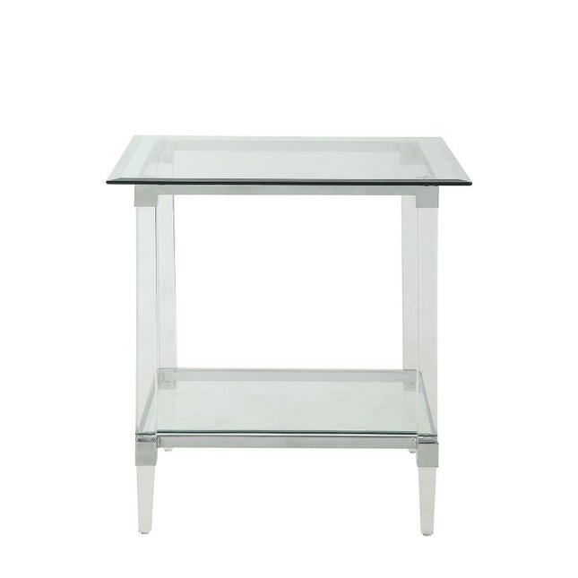 Polyanthus - End Table - Clear Acrylic, Chrome & Clear Glass - 24" - Tony's Home Furnishings